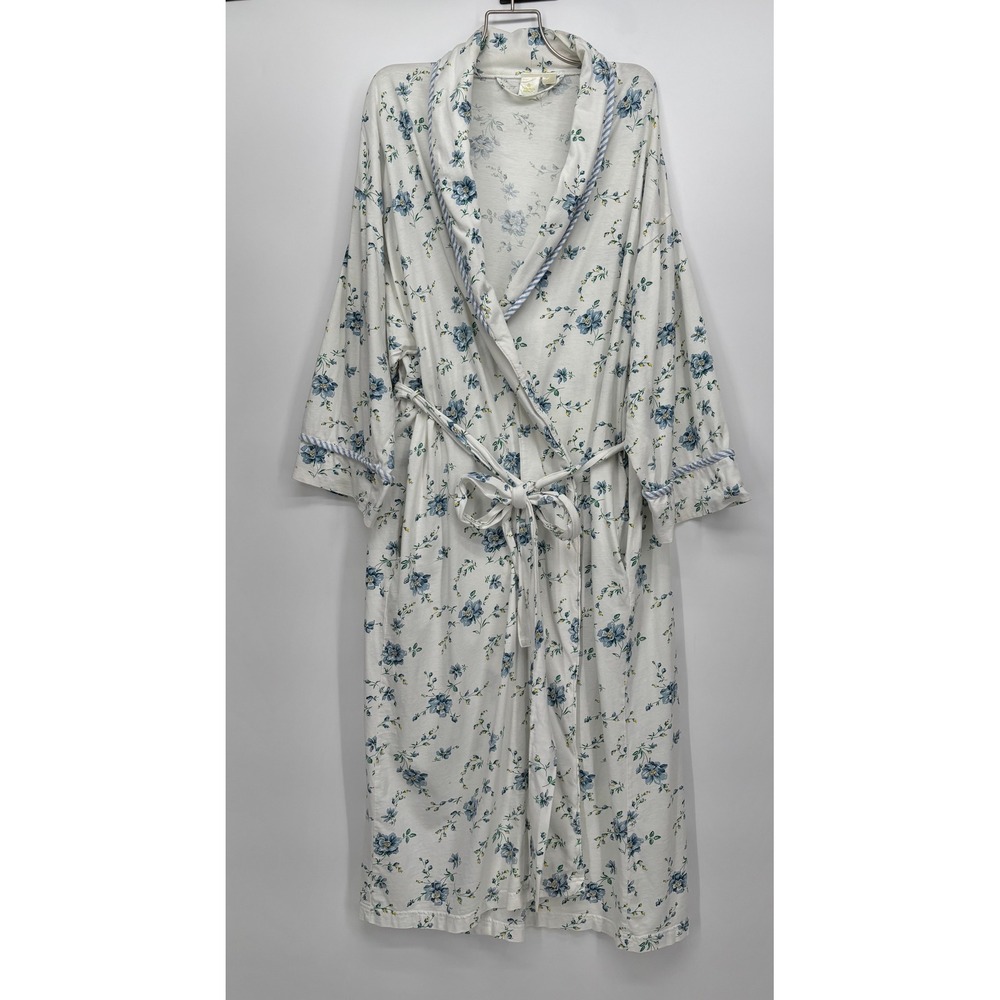 Victoria's Secret Vintage Loungewear Robe Women Small White Blue Floral